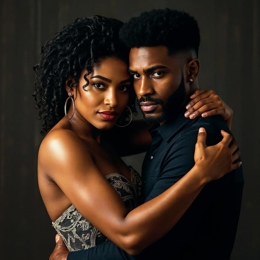 Iconic Mixed-Race Couple: Dynamic 3D Action Shot