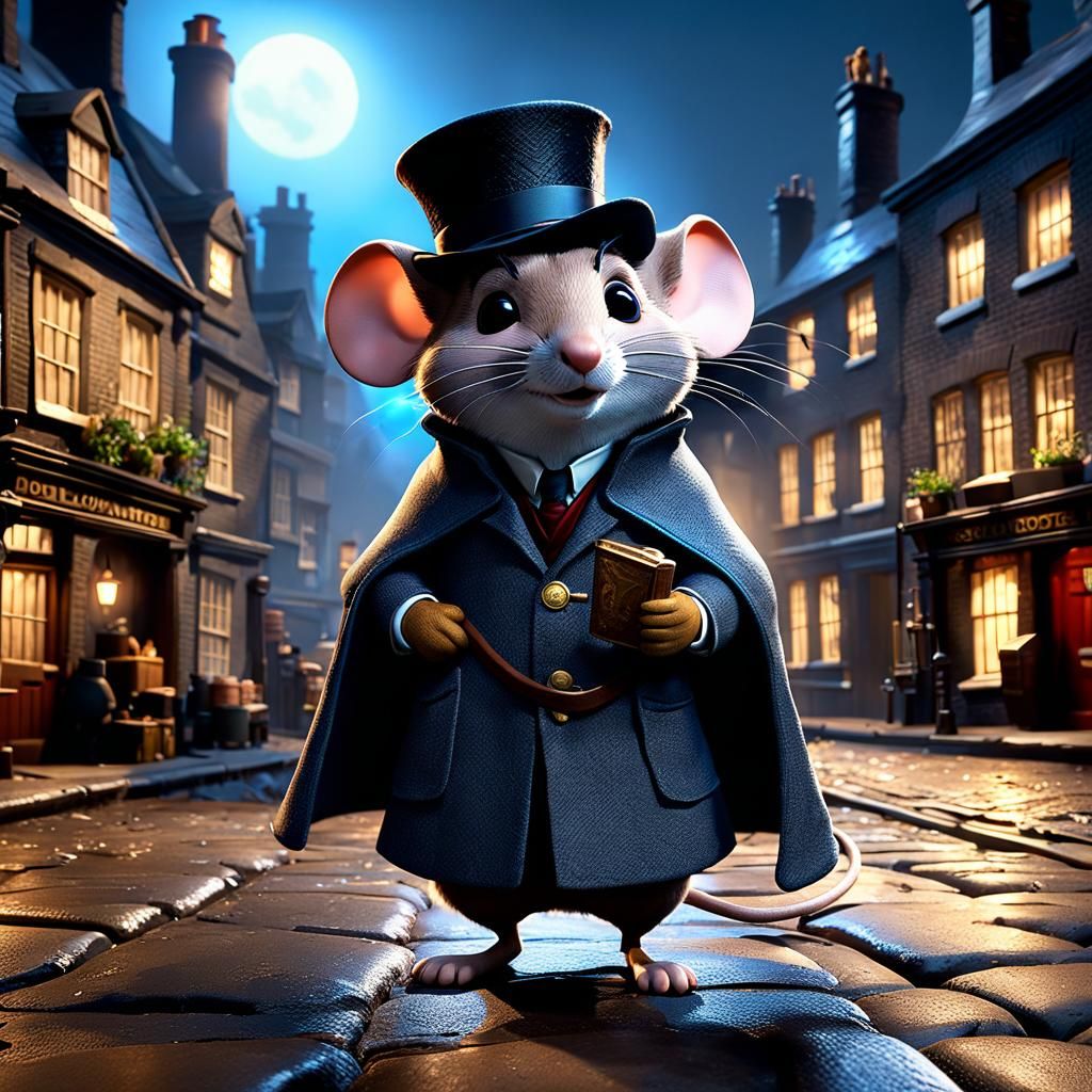 Mouse Detective in London: A Pixar-Style 3D Render