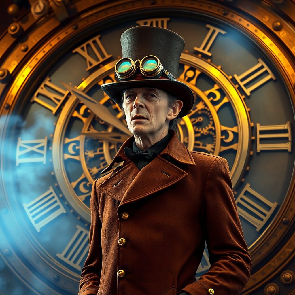 Steampunk David Bowie Sings in Front of Industrial Clockwork