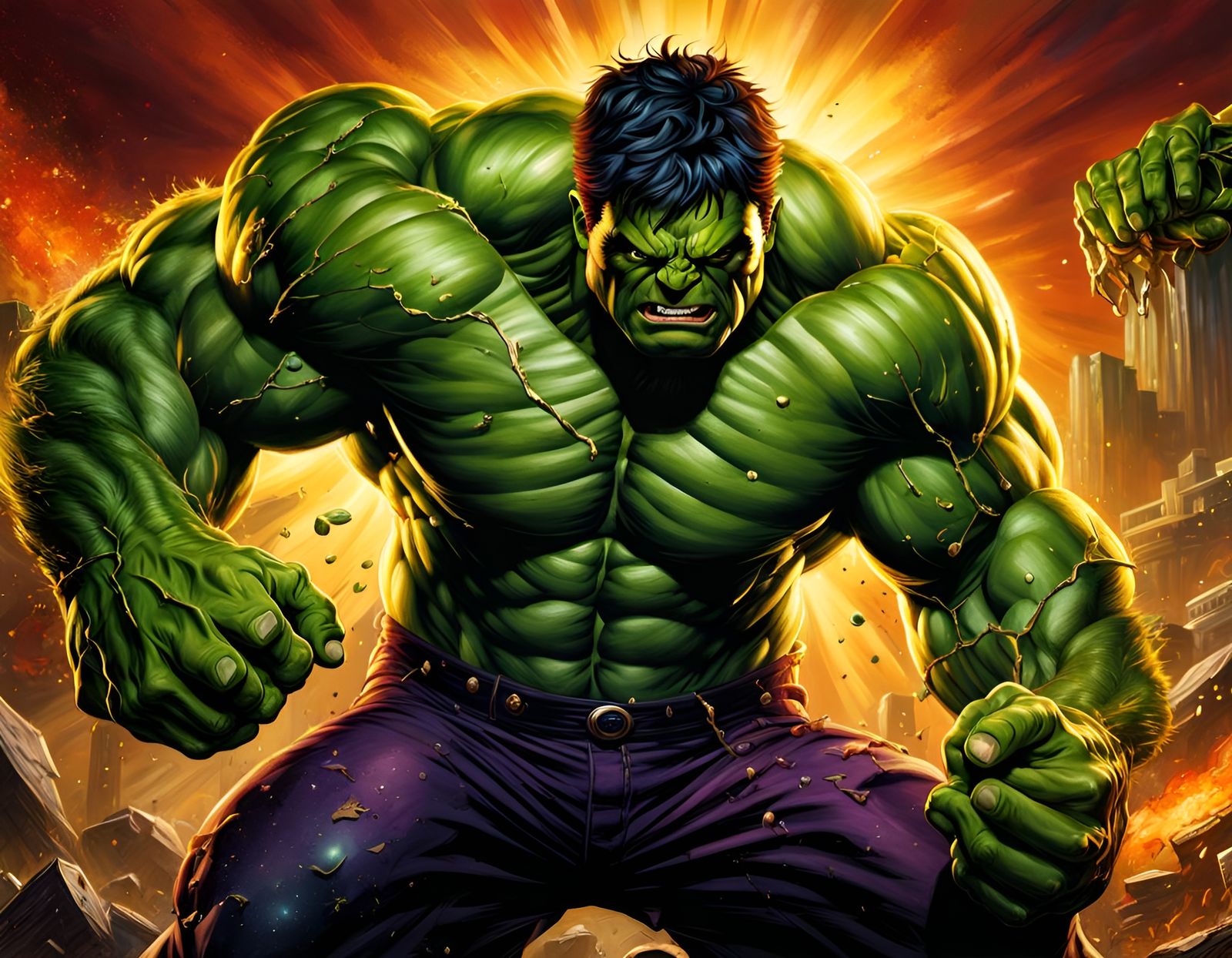 The Incredible Hulk in a Dynamic Fighting Pose