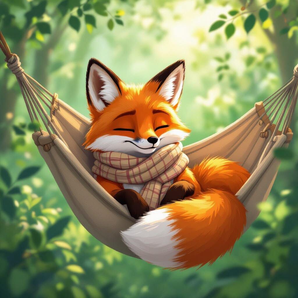 Fox in Hammock: Anime-Inspired Dreamscape