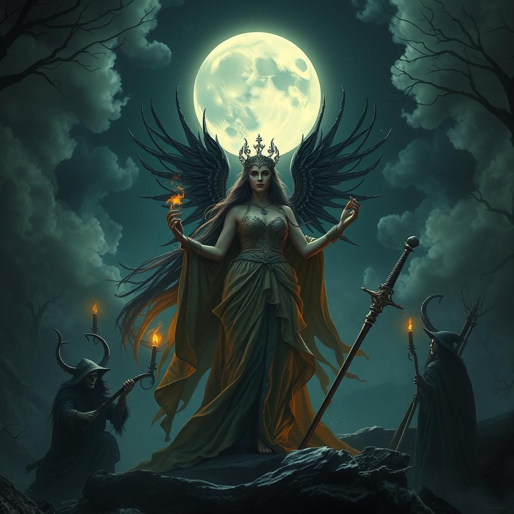 Moon Goddess Visits Her Witches: Digital Matte Painting