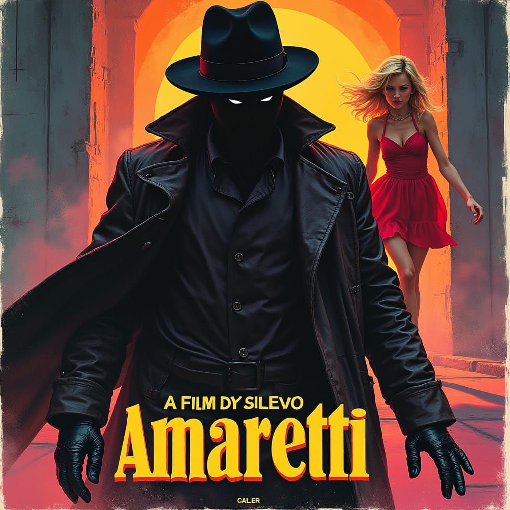 Mysterious Killer in 1960s Psychedelic Film Poster Art