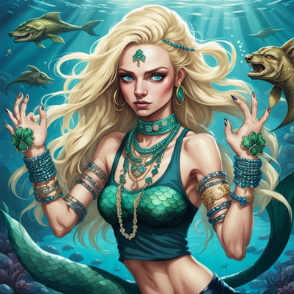 Jeweled Mermaid with Notre Dame Shirt in Sinister Style