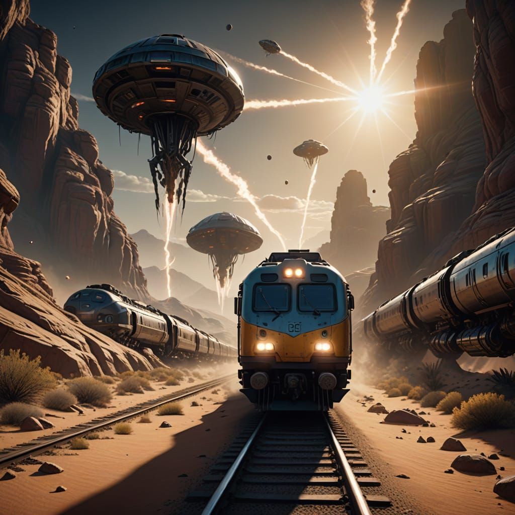 Wild West Train Robbery Interrupted by Alien Attack