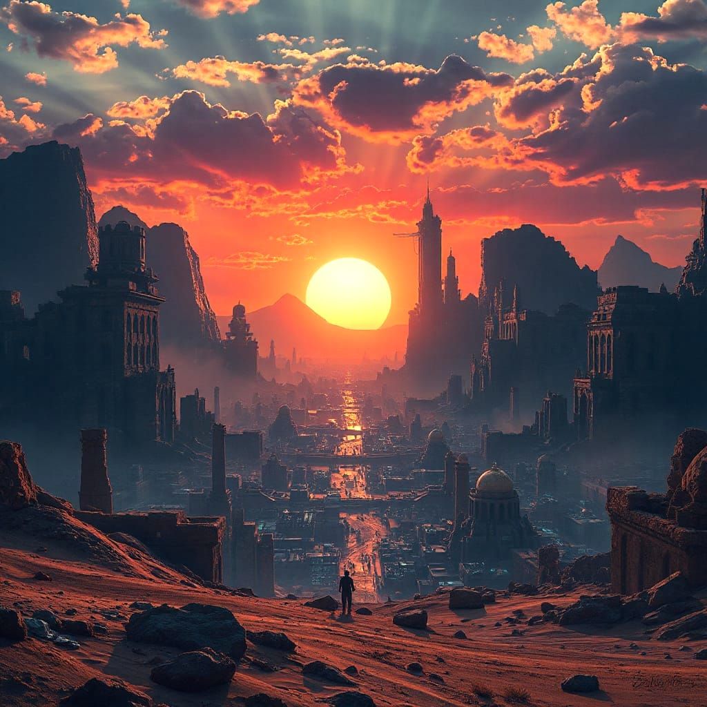 Futuristic Solarpunk City Revealed at Sunrise