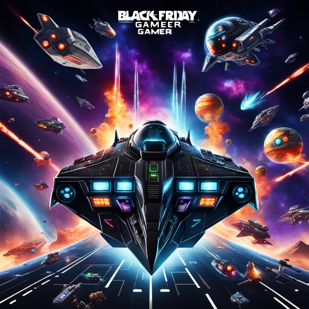 Excited Gamer Aboard Spaceship on Black Friday