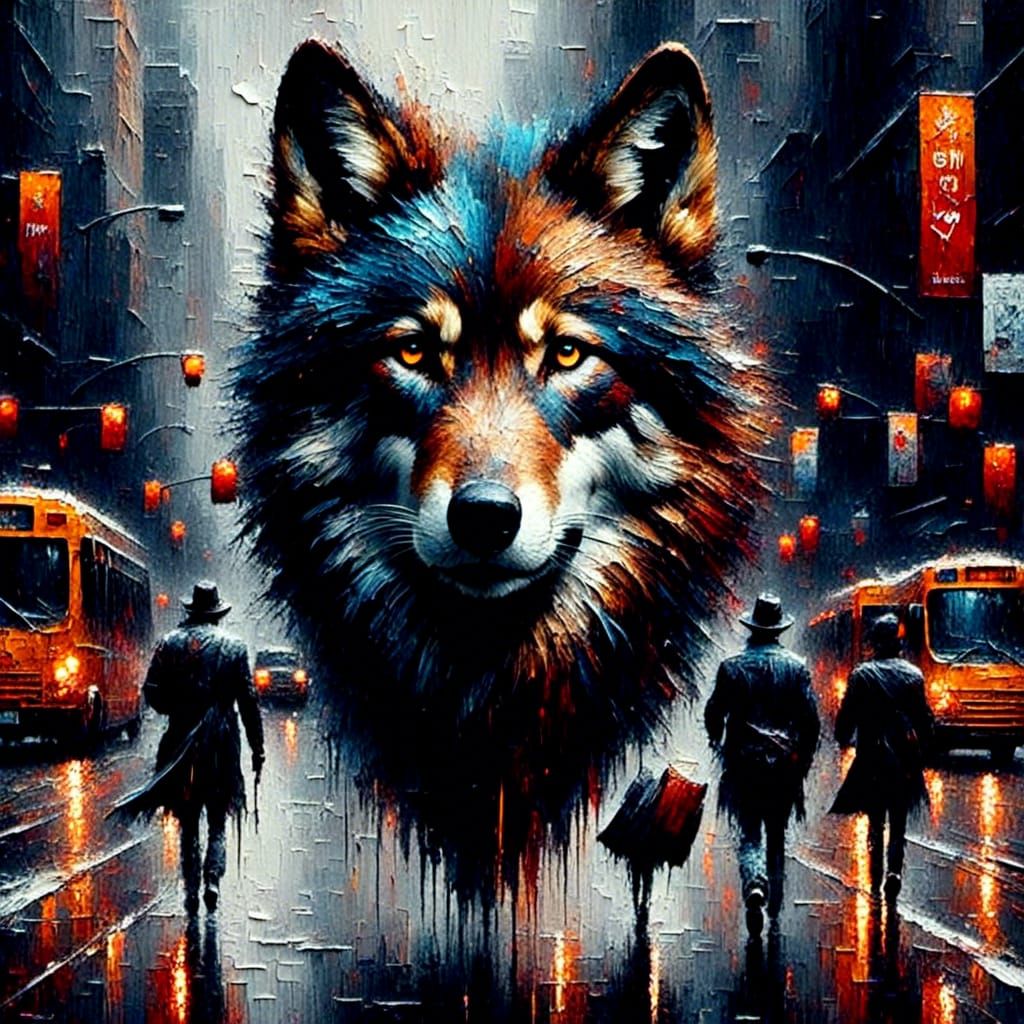 Wolf on a New York City Street