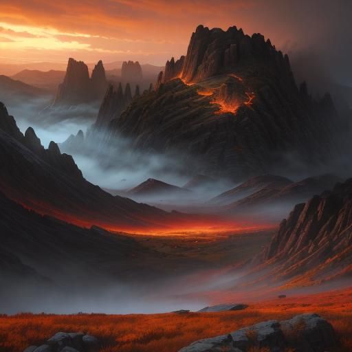 Red-Headed Giant Attacks Soldiers in Mountain Landscape