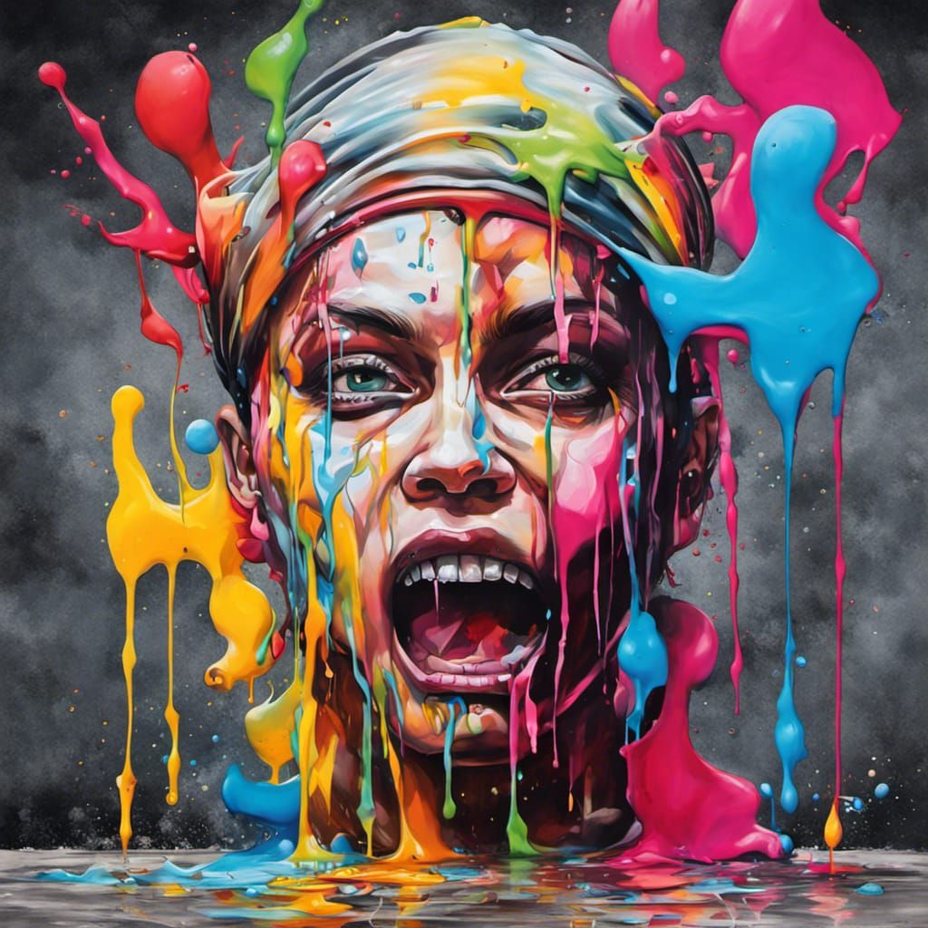 Dynamic Graffiti Art with Melting Oil Gouache