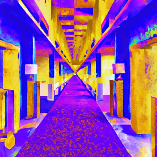 Surreal Movie Theater Hallway in Gothic Style