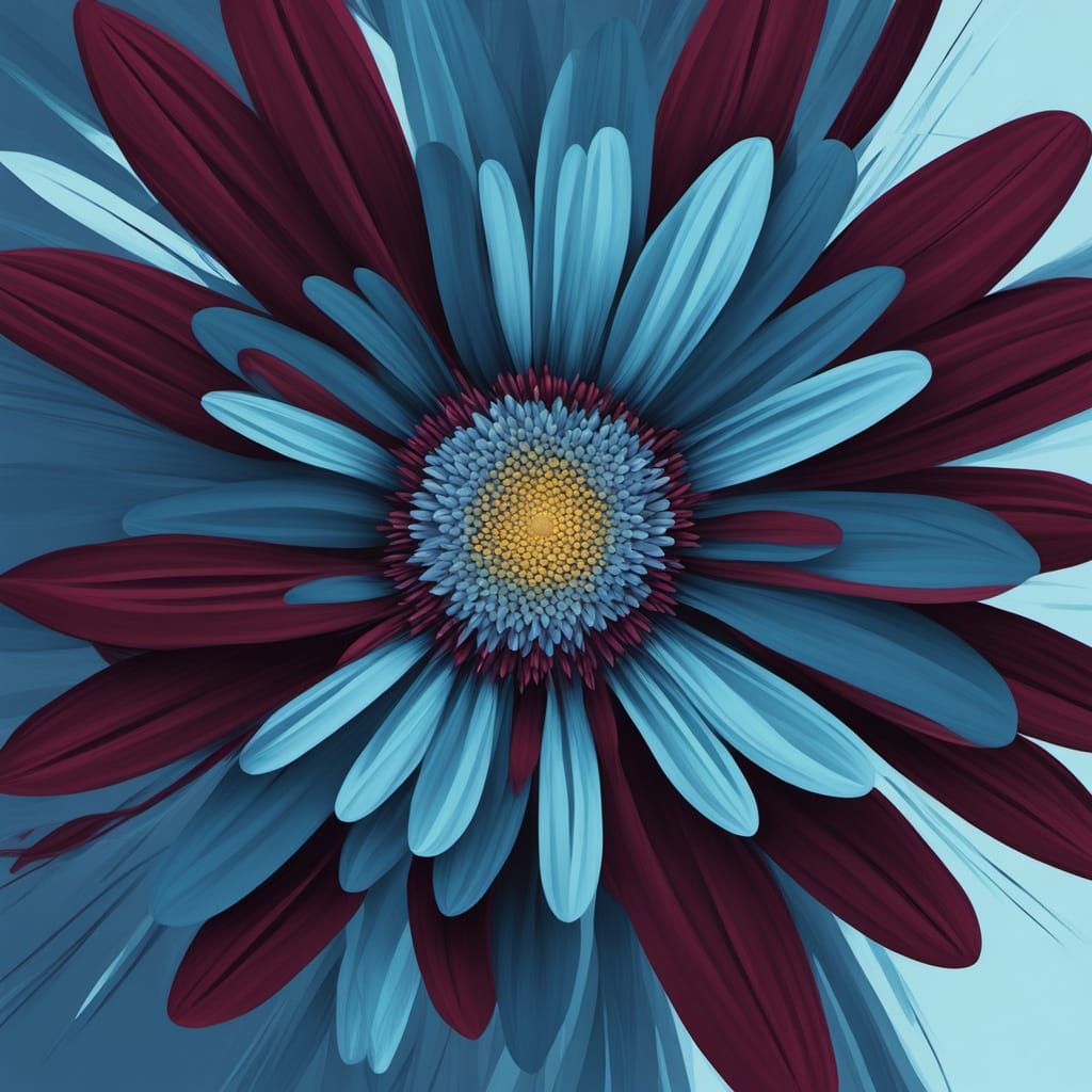 Ultraminimalist Abstract Digital Art of Blue Marguerite Burg...