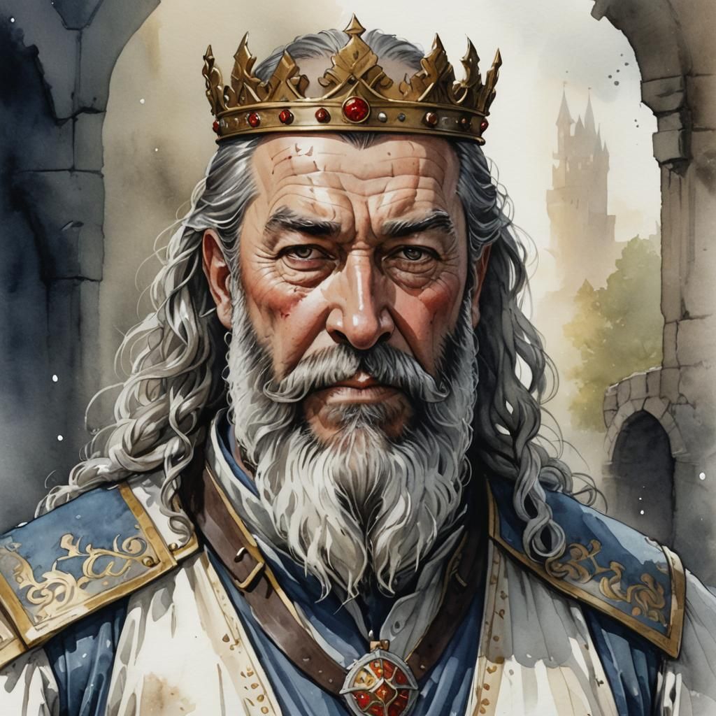 King Edward: Medieval Ruler Portrait in Watercolor
