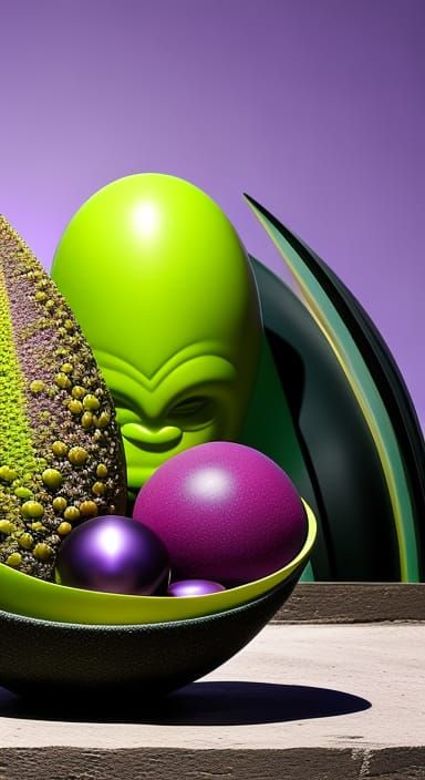 Exotic Fruit Still Life on Alien Planet