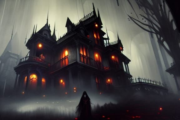 Vampire Haunted House in Dark Fantasy Style