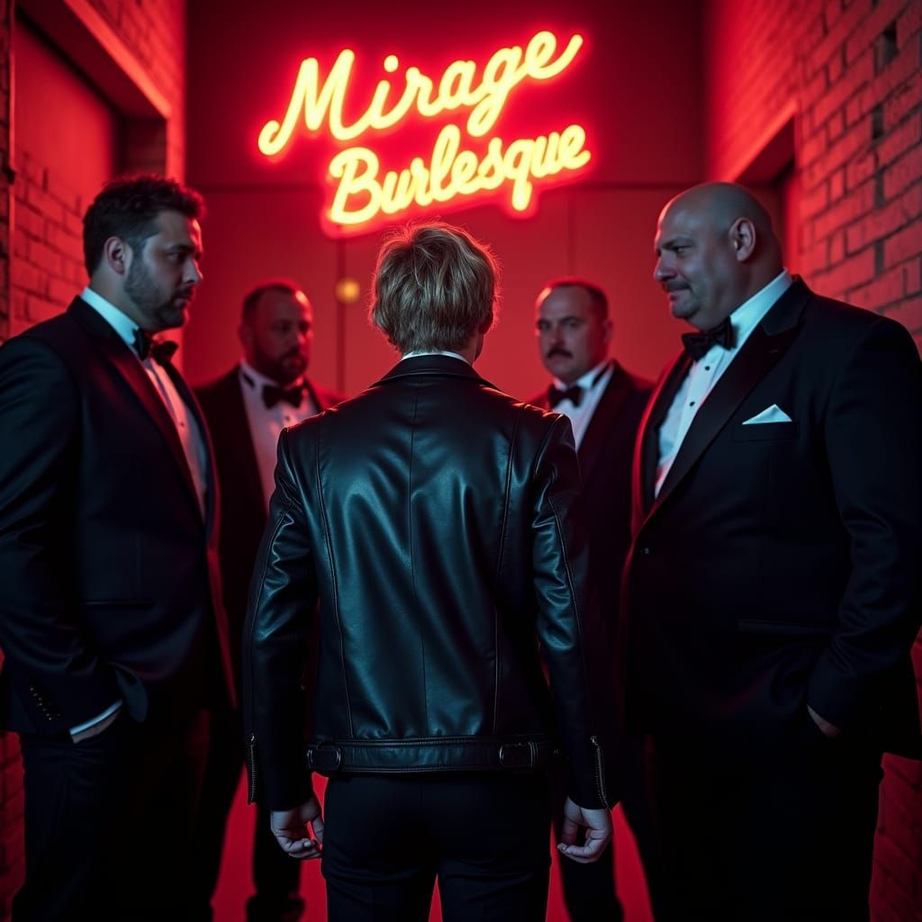 Noir Alley Standoff Under Neon Sign