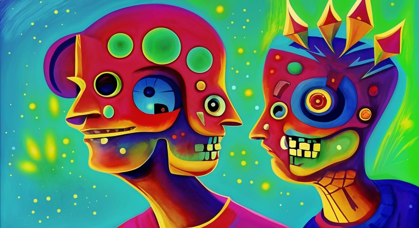 Dancing Duo Inspired by Surrealist Illustrators