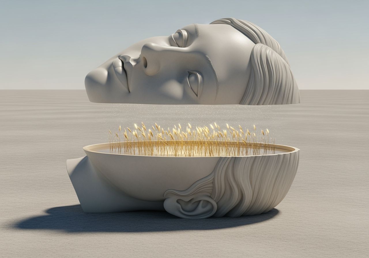 Surreal Split Head in Golden Reed Garden