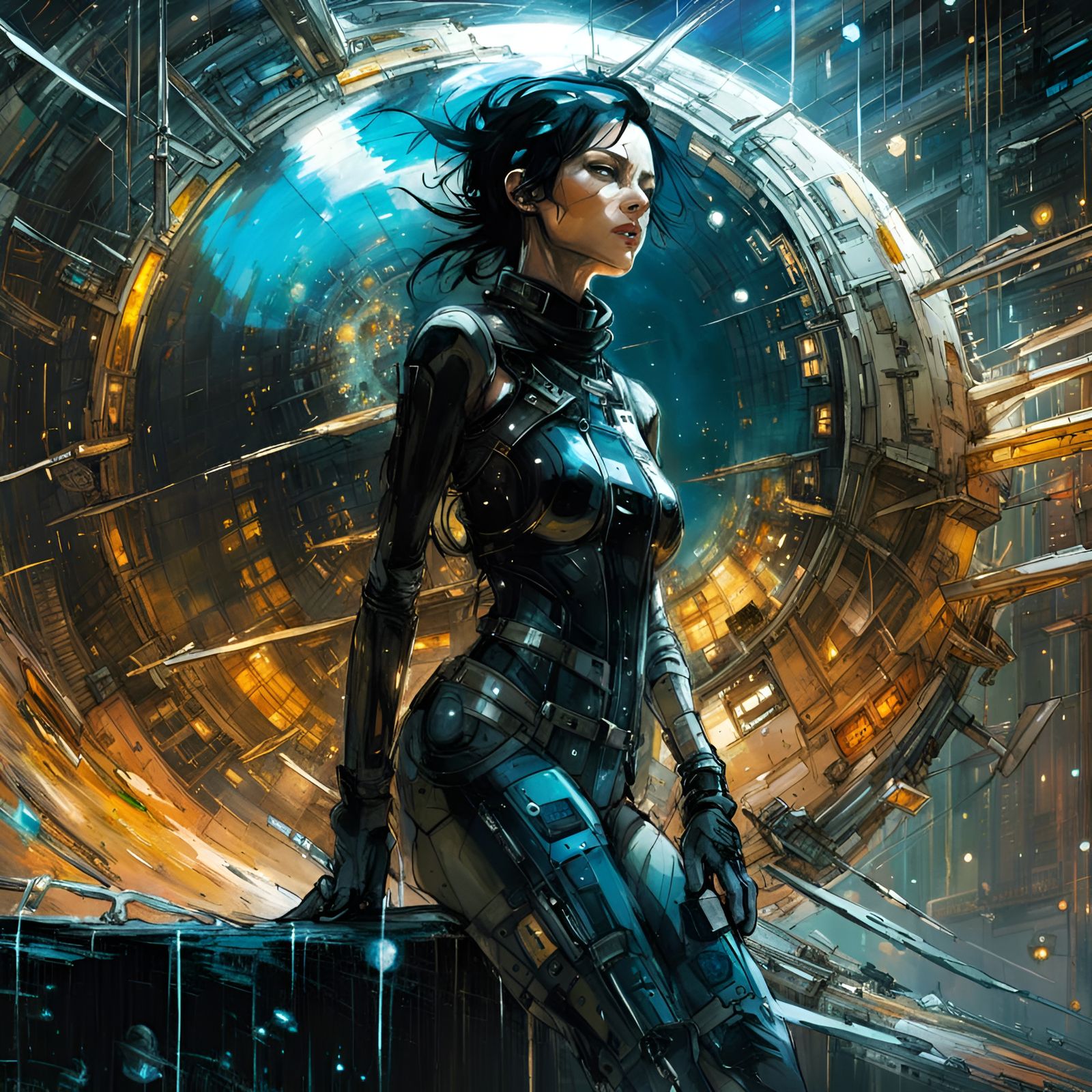 Aeon Flux in Space Near Black Hole