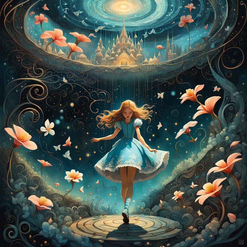 Emotional Alice in Wonderland with Magic Hourglass