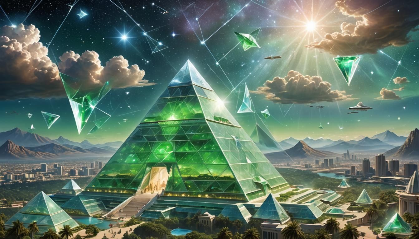 Pleiadian Mothership Over Atlantis in Cinematic Style