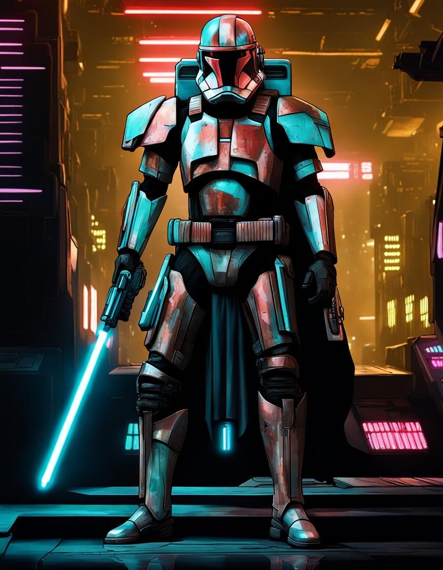 Clone Commando in Cyberpunk Neon Armor