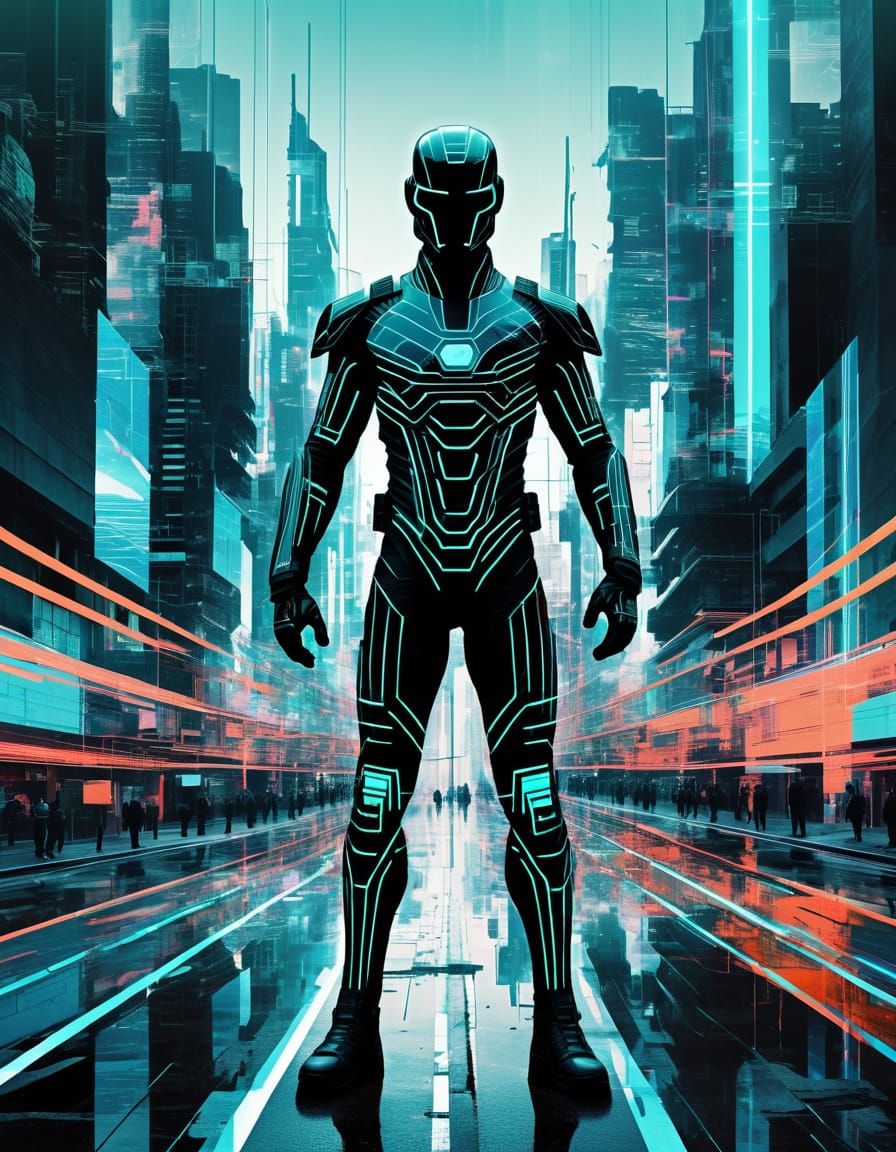 Tron II: Cyberpunk Warrior in Distorted Reality