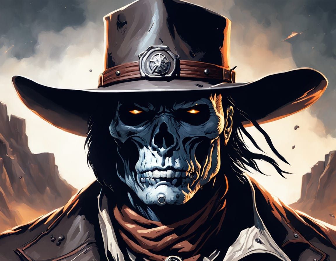 Mysterious Undead Cowboy Rides into a Bleak Sunset