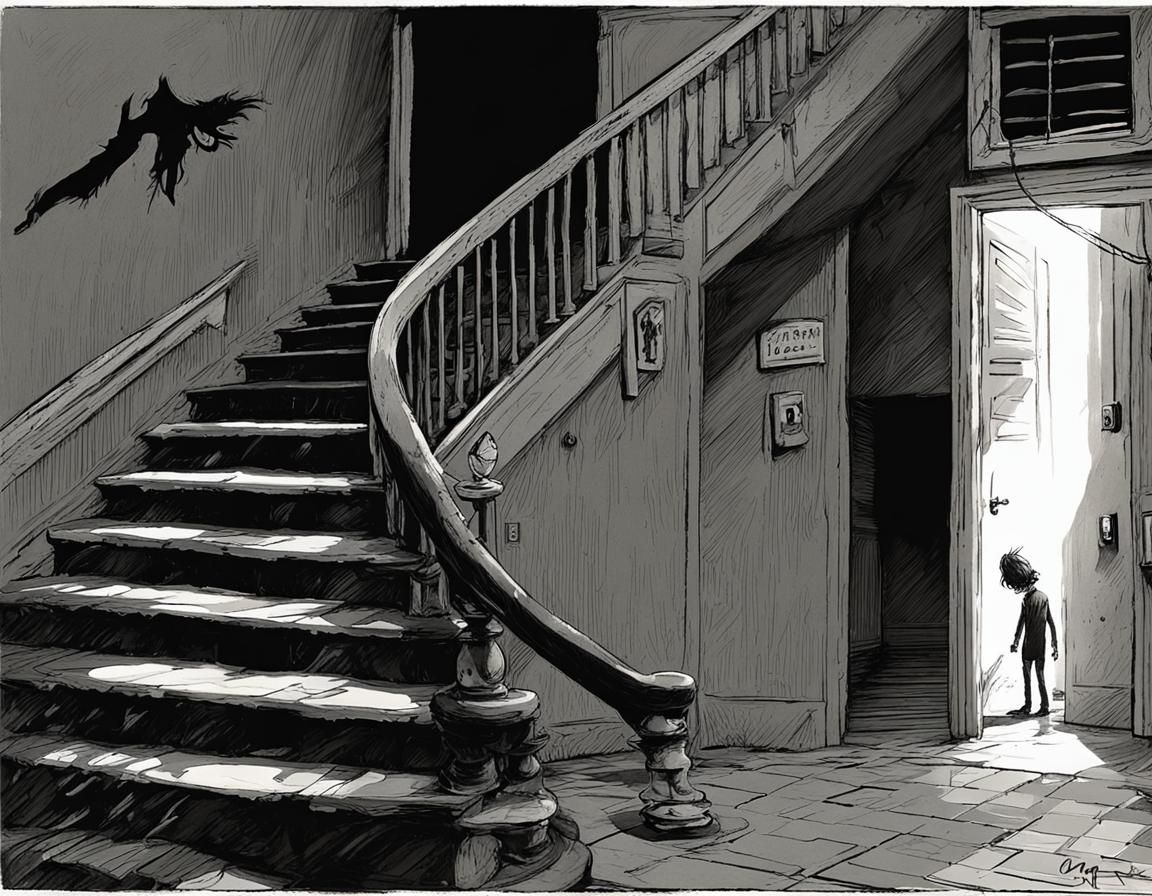 Sinister Stairway Encounter: Fantasy Art