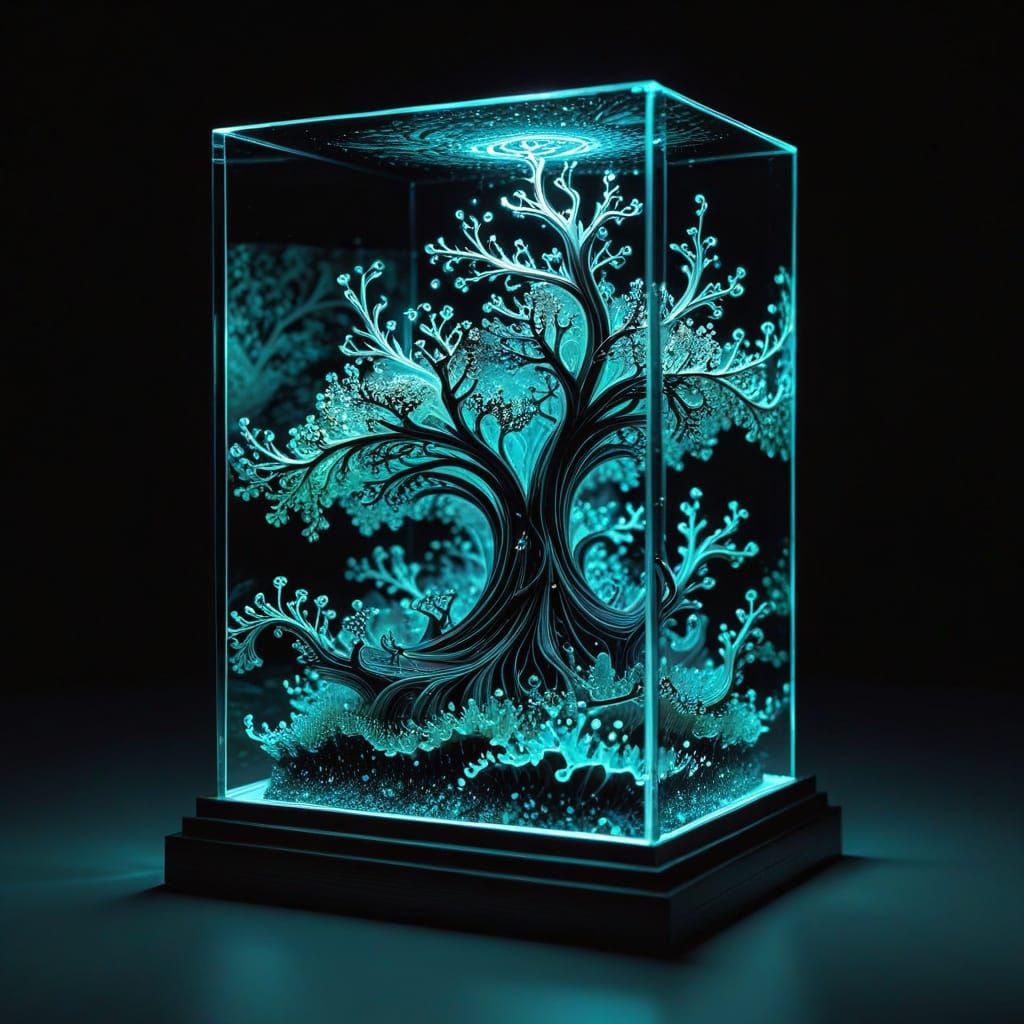 Abstract Glow In the Dark Tree-Like Shape Sculpture Inside A...