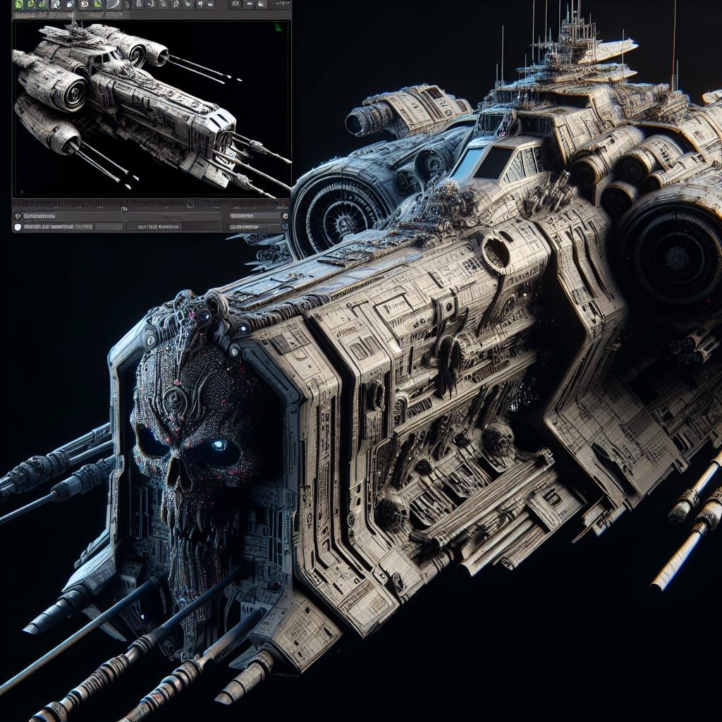 Menacing Galactic Battle Cruiser in Fantasy Art Style