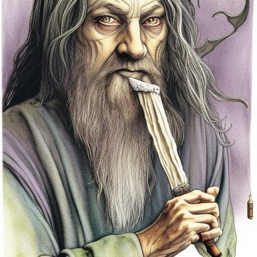 Fantasy Wizard Portrait in Watercolor Style