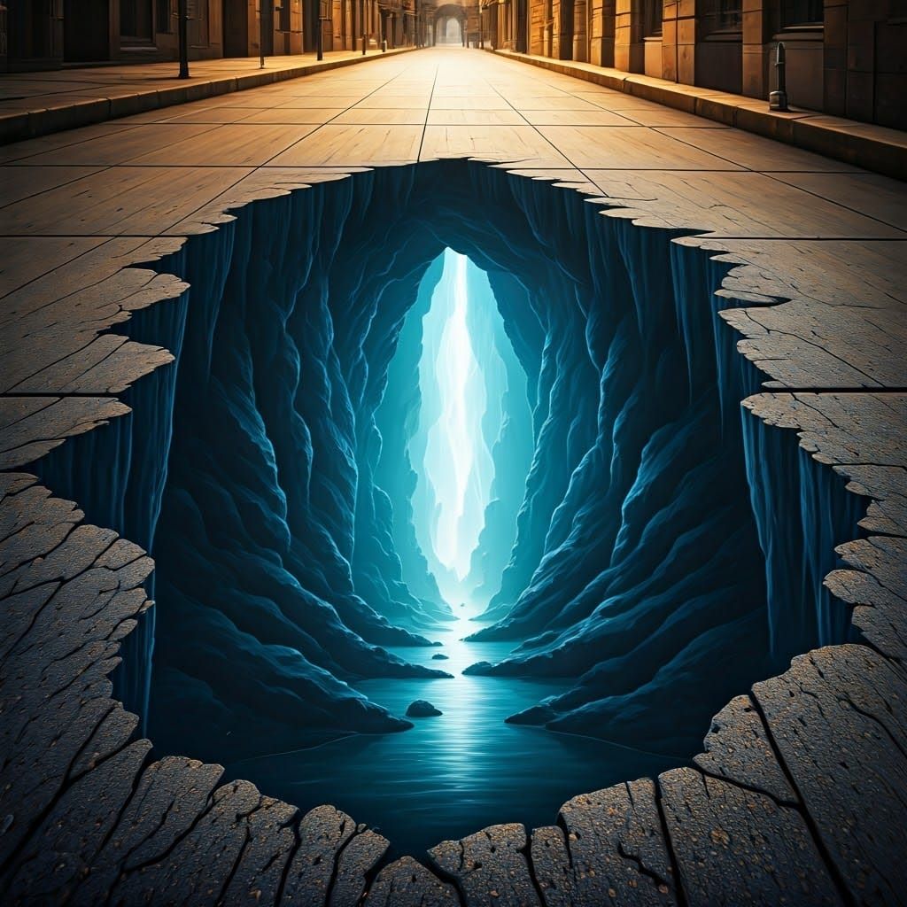 Sidewalk Optical Illusion Painting: Picturesque View