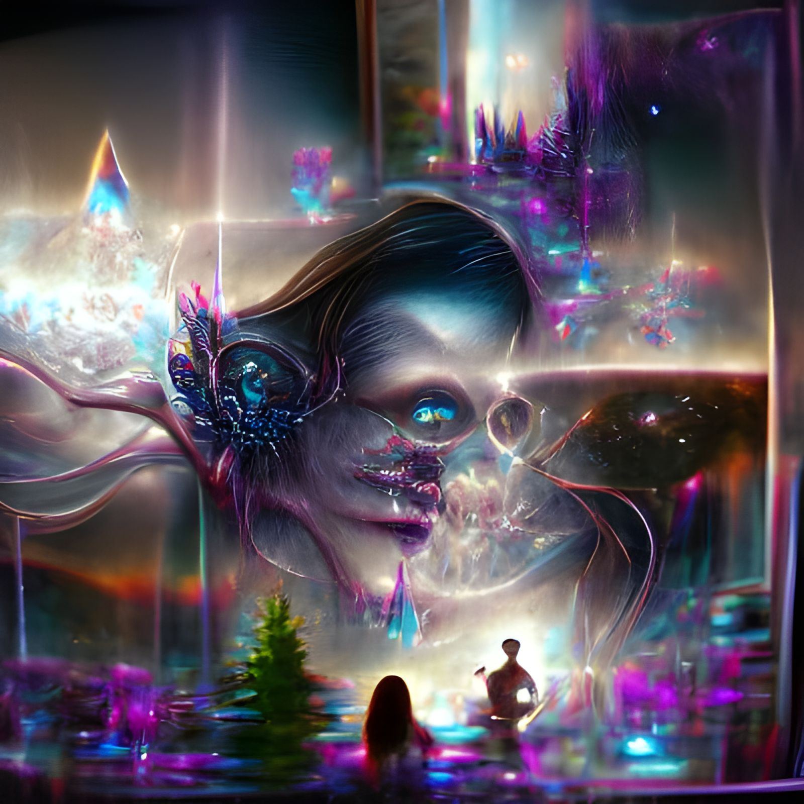Sinister Astral Cosmic Illustration in Mixed Media