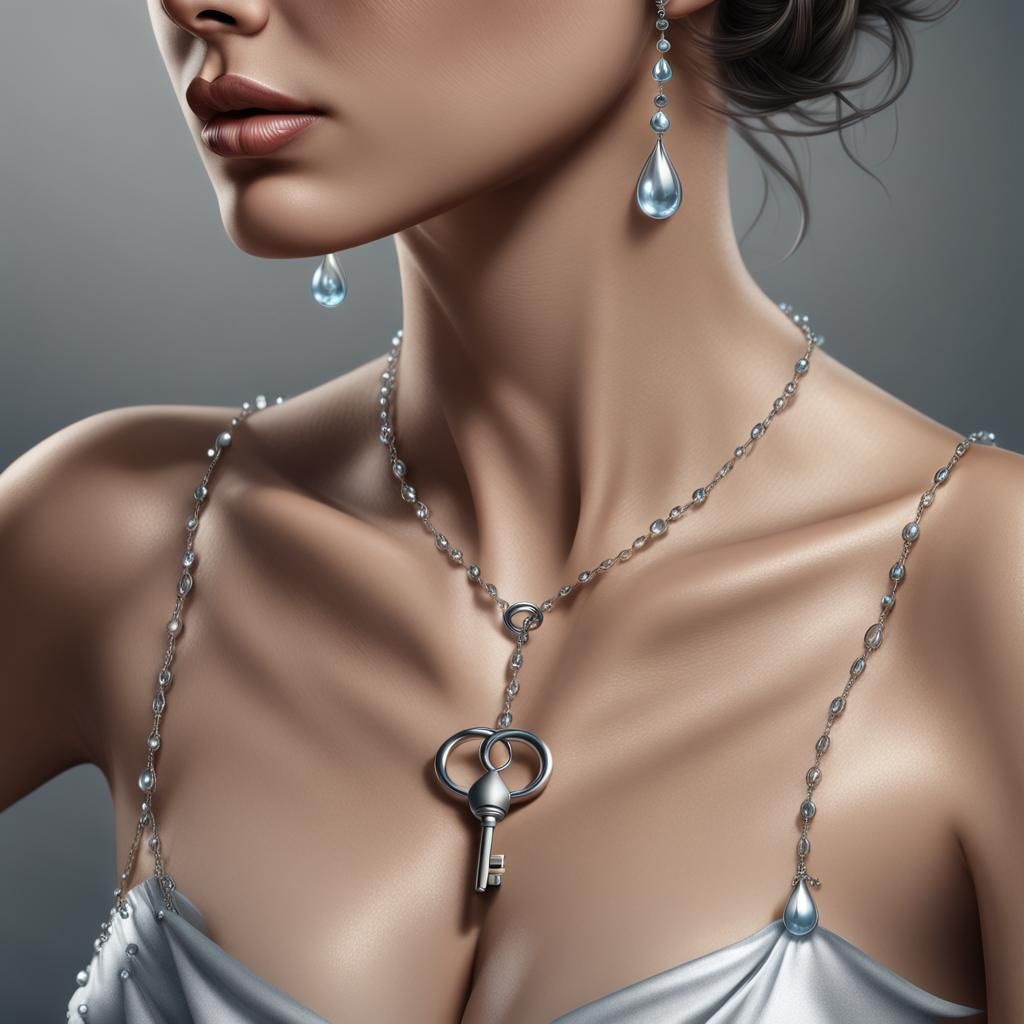Lady's Neck with Silver Key Necklace
