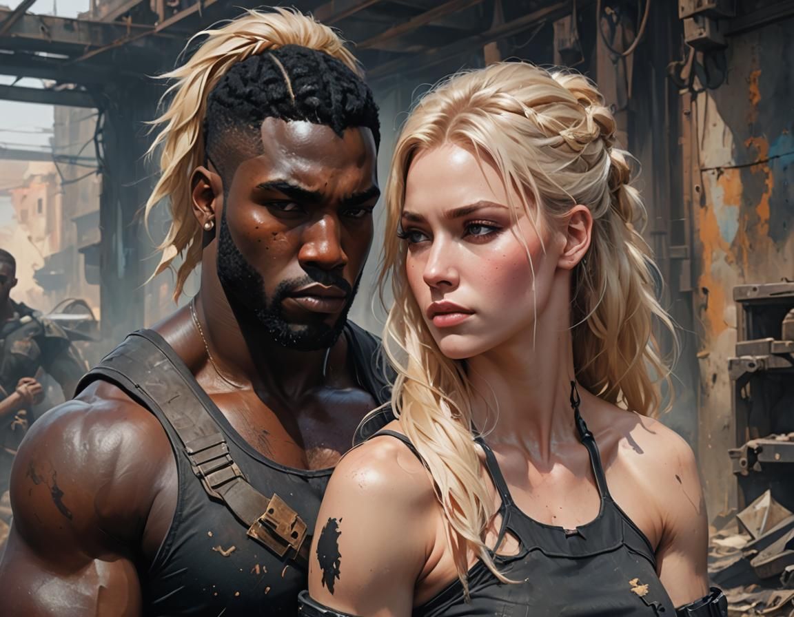 Post-Apocalyptic Rescue: Man and Woman in Acrylic