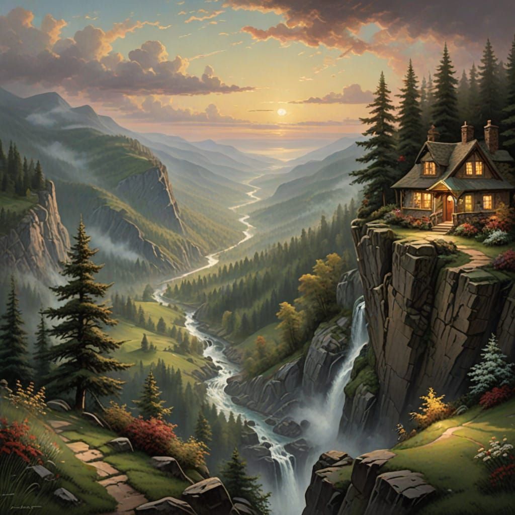 Serenely Adorned Cliffside Oasis in Earthy Tones