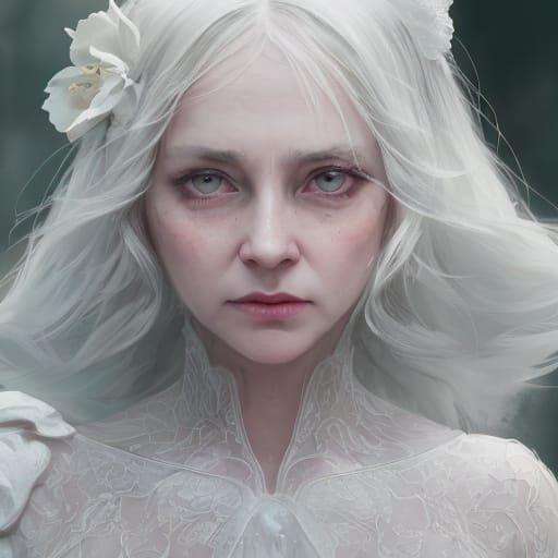 Old Woman With Cat and Ray in Water Drop Style