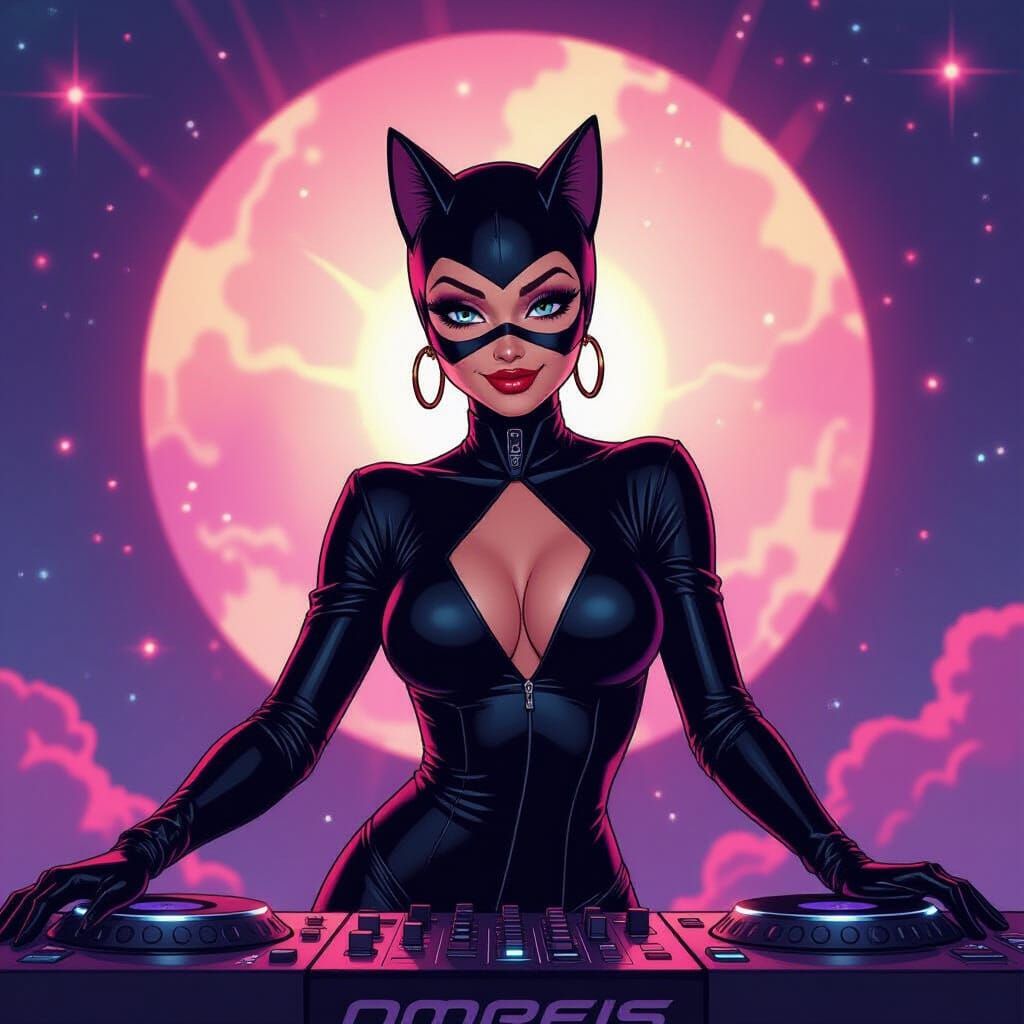 Catwoman in Afrofuturist Comics Style