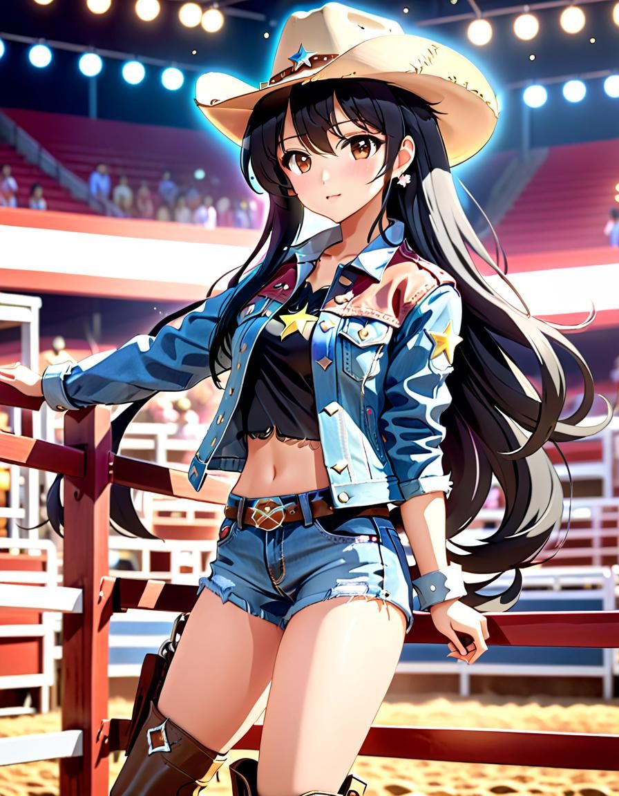Anime Cowgirl at Rodeo in Takeuchi Style