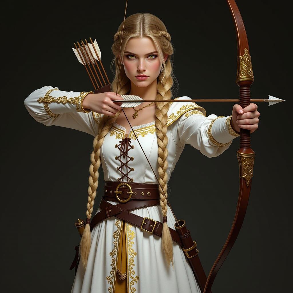 Medieval Princess with Bow in Realistic Fantasy Art