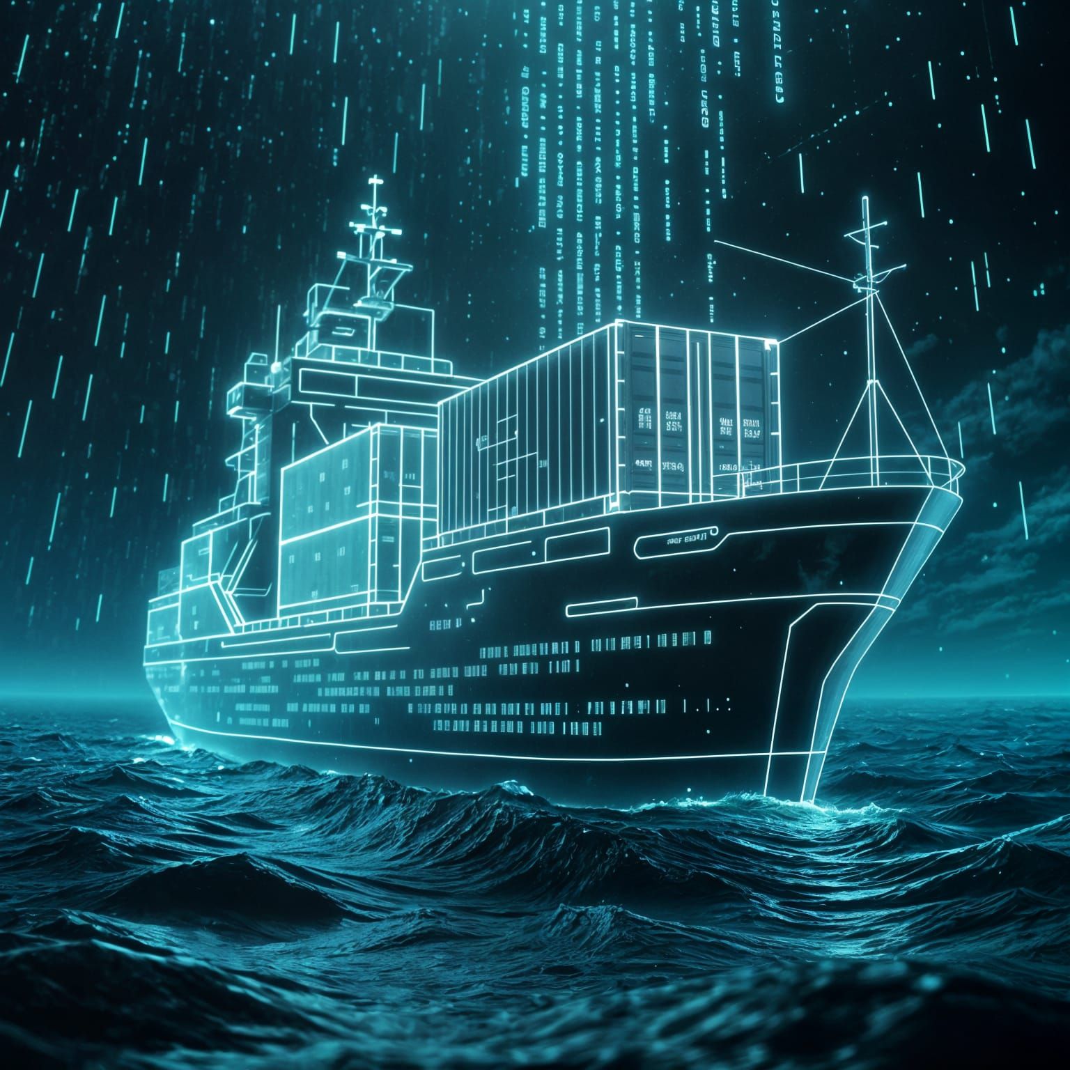 Digital Ship in Infinite Void, Sci-Fi Data Stream