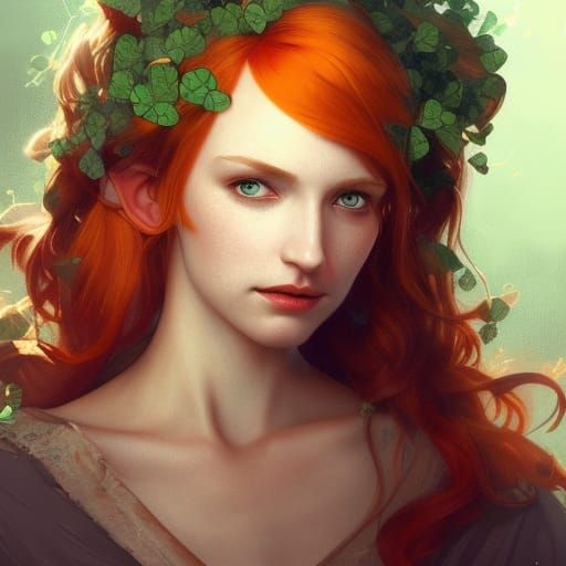Irish Fairy Girl Portrait in Digital Art Style