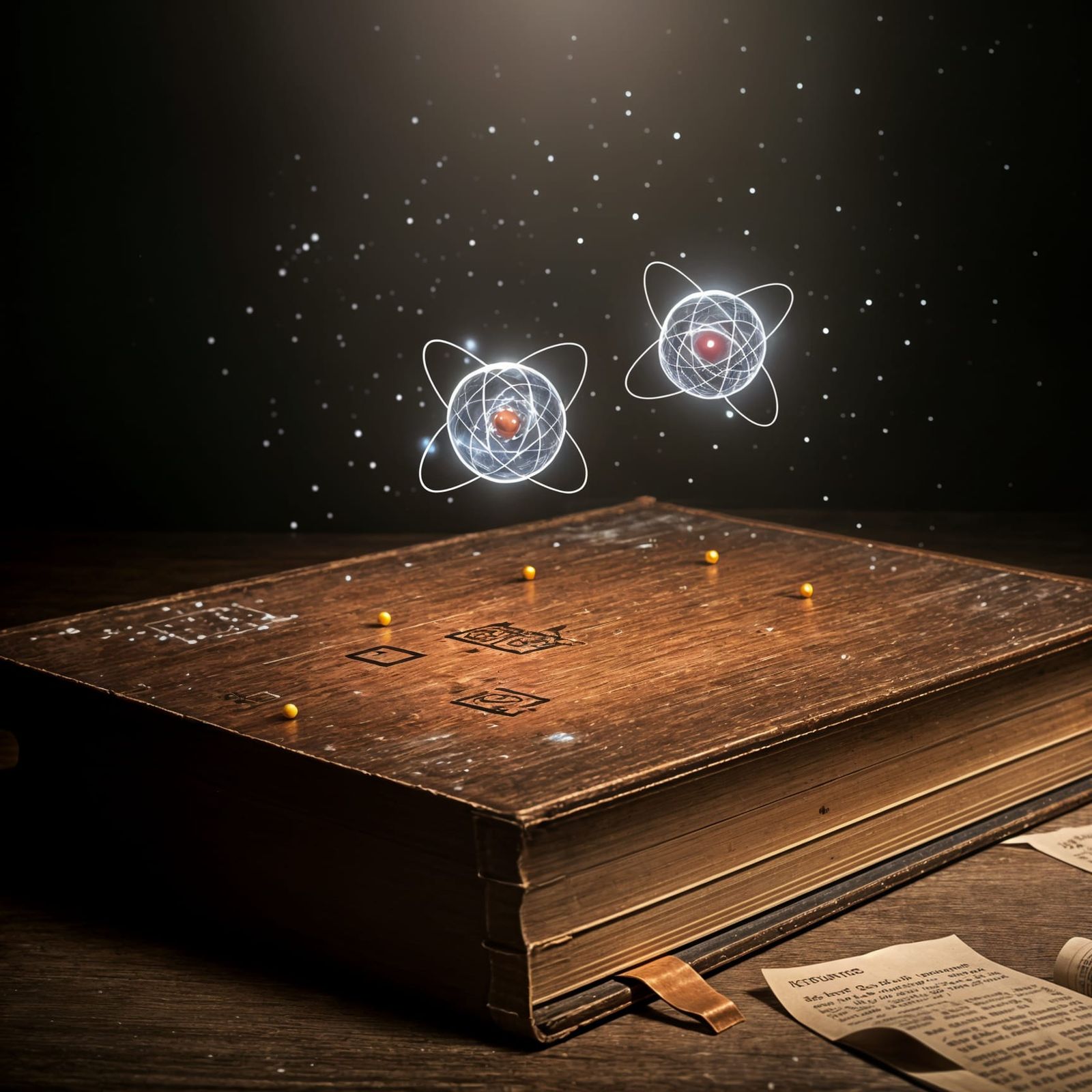 Atoms Dancing Above a Science Book