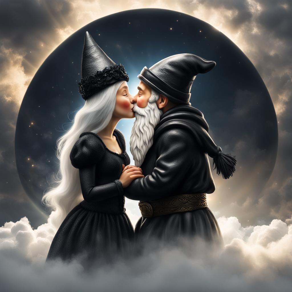 Gnomes Kissing in Divine Sunshine