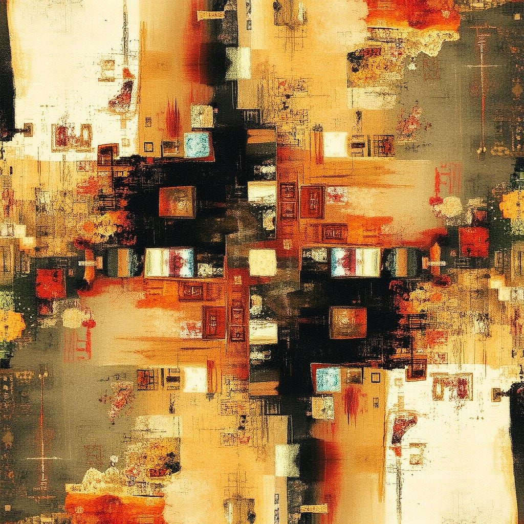 Abstract Fractal Collage with Psychedelic Elements