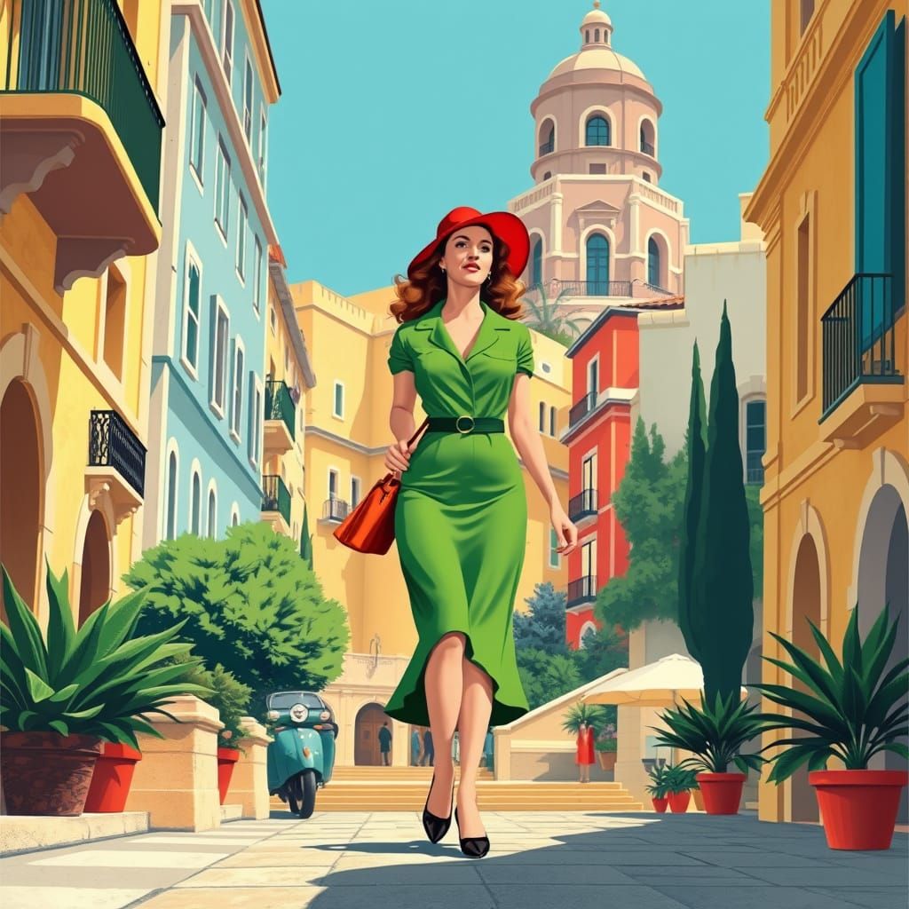 Vintage Travel Poster: Valletta, Malta in Art Deco Style