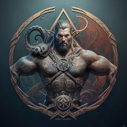 Viking Tattoo Art with Mirrored Symbols