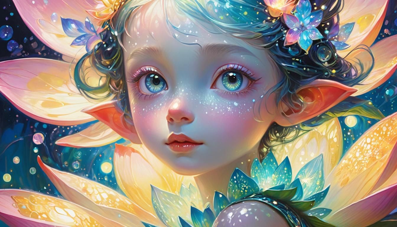 Glowing Pixie in Luminous Lotus Flower