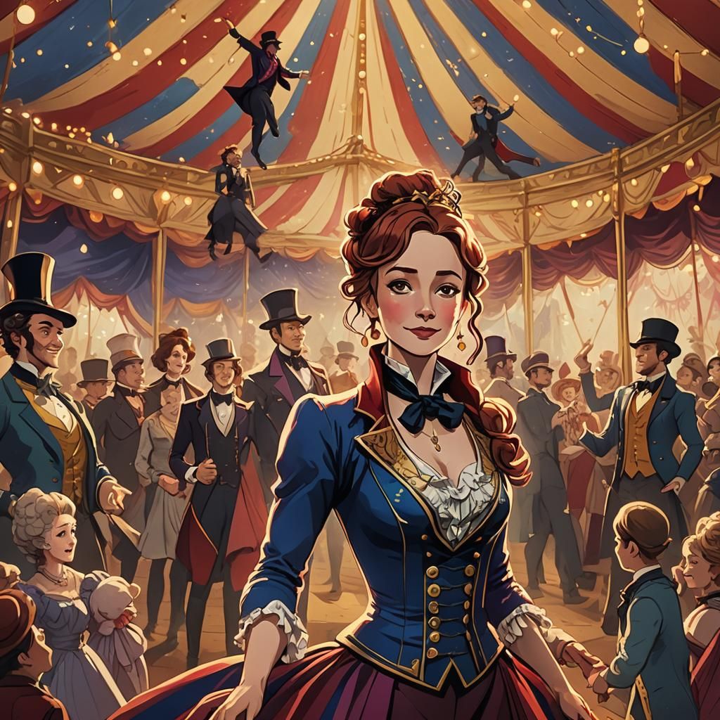 Anime Circus Performers in Victorian Style, 3D Render